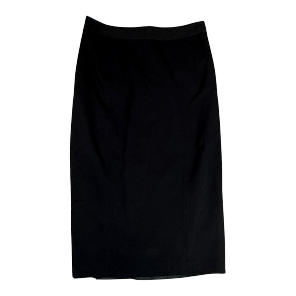 Ted Baker Black Pencil Skirt Size 3 US 8 Exposed Rear Zipper Lined Stretch
